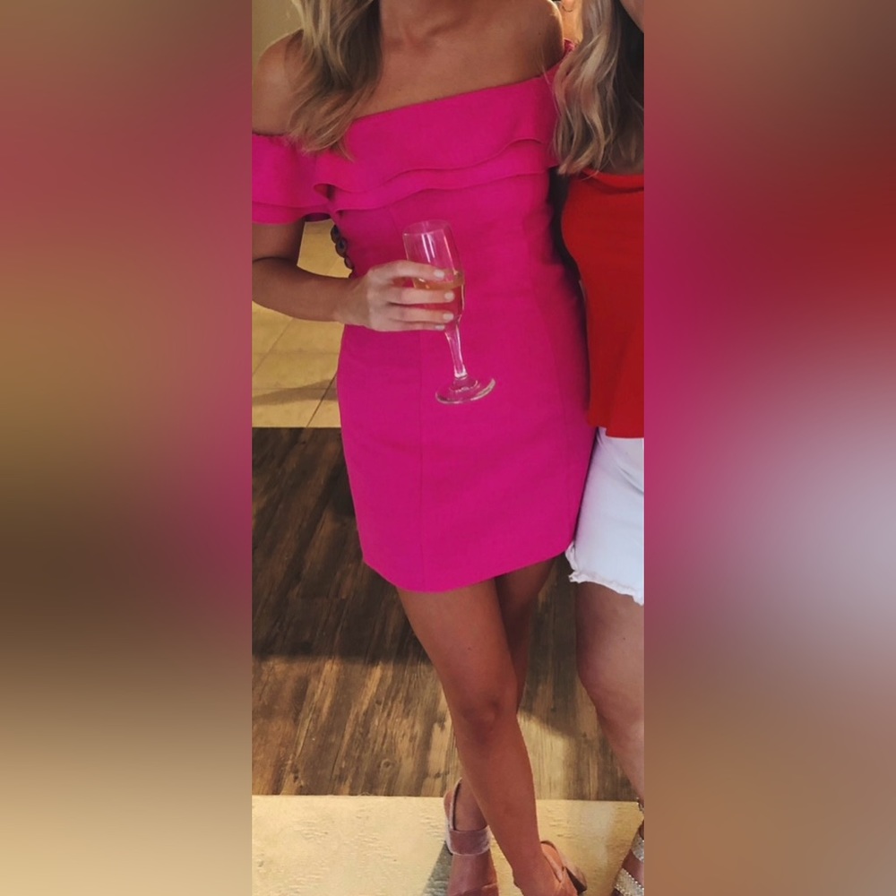 Topshop Pink Ruffle Dress - Size 4 - Excellent Condition/ Dry Cleaned